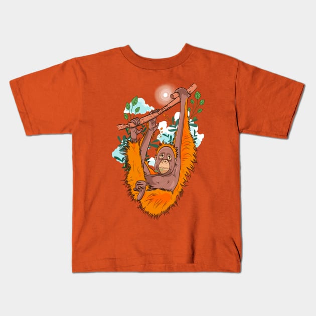 Cute orangutan Kids T-Shirt by Mimie20